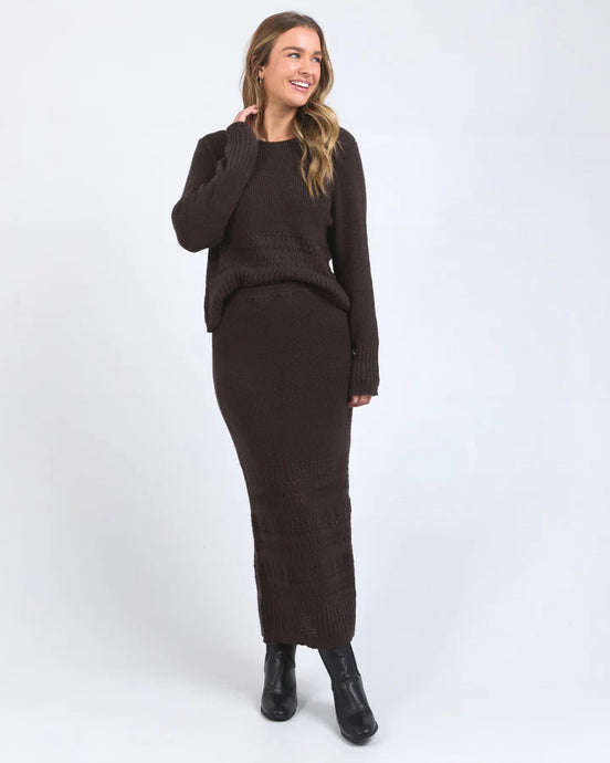 ELKA KNIT SKIRT - CHOCOLATE