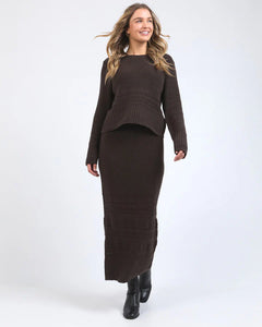 ELKA KNIT SKIRT - CHOCOLATE