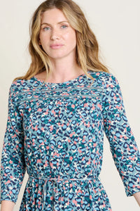 BLUE BRUSHED LEOPARD DRESS