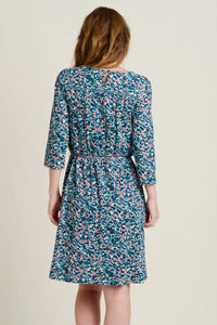 BLUE BRUSHED LEOPARD DRESS