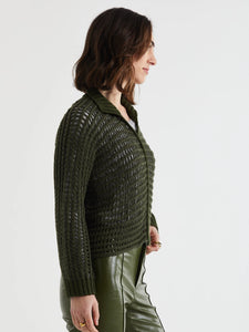 LOFTY LACE CARDI - OLIVE