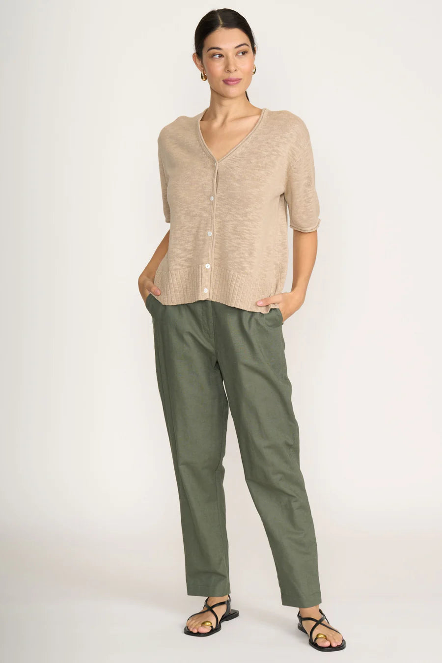 KNITTY GRITTY CARDIGAN - SAND