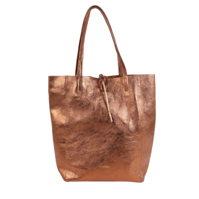 METALLIC LARGE TOTE - BRONZE
