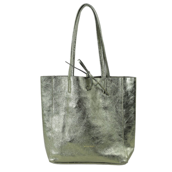 METALLIC MEDIUM TOTE - KHAKI