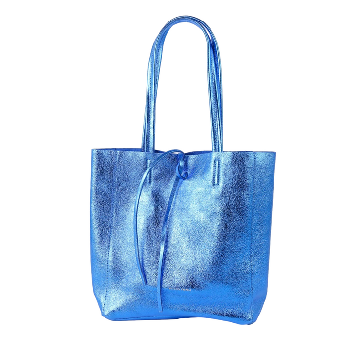 METALLIC MEDIUM TOTE - ELECTRIC BLUE