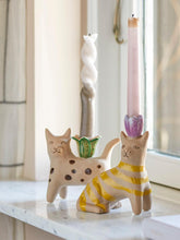 Load image into Gallery viewer, MAMIE CAT STONEWARE CANDLESTICK SET