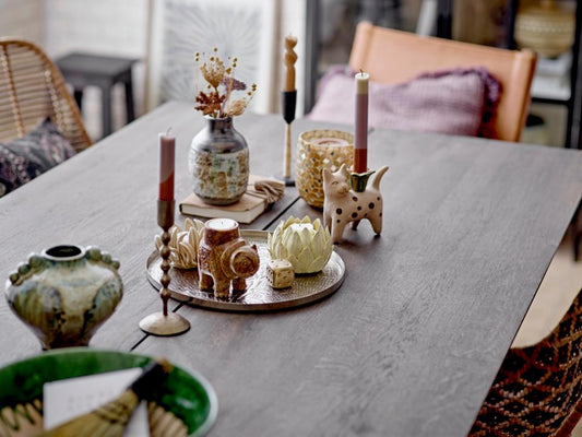 MAMIE CAT STONEWARE CANDLESTICK SET