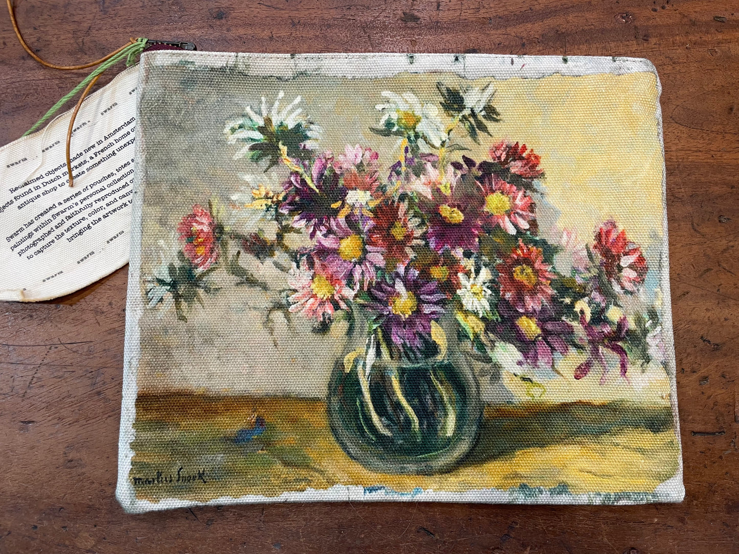 CANVAS PAINTING ZIP CLUTCH
