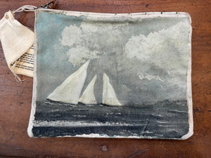 CANVAS PAINTING ZIP CLUTCH