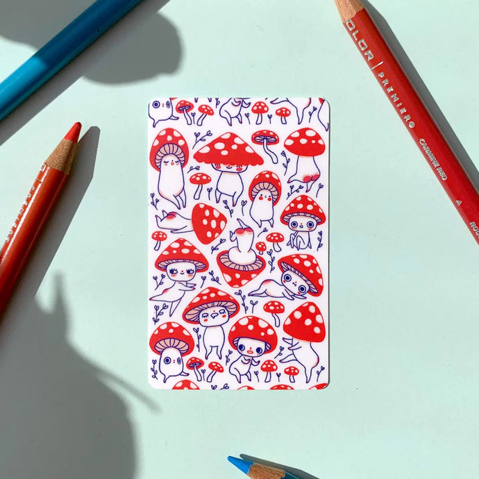 CHEEKY MUSHROOMS TRAVEL CARD STICKER