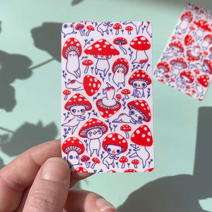 CHEEKY MUSHROOMS TRAVEL CARD STICKER