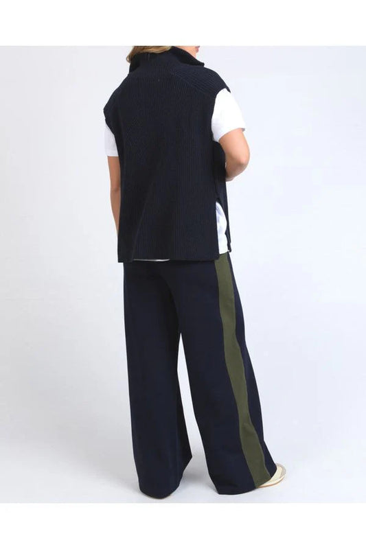 ZIP KNIT VEST - NAVY