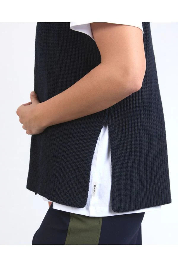 ZIP KNIT VEST - NAVY