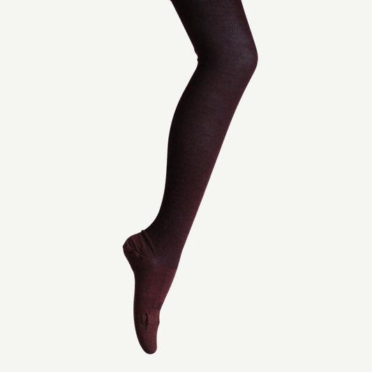 MERINO WOOL TEXTURED KNIT TIGHTS - CURRANT