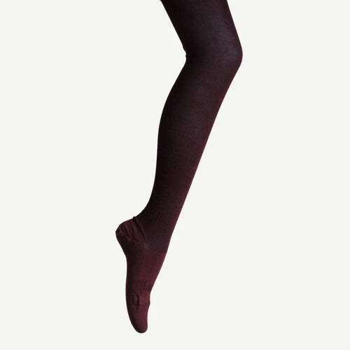 MERINO WOOL TEXTURED KNIT TIGHTS - CURRANT