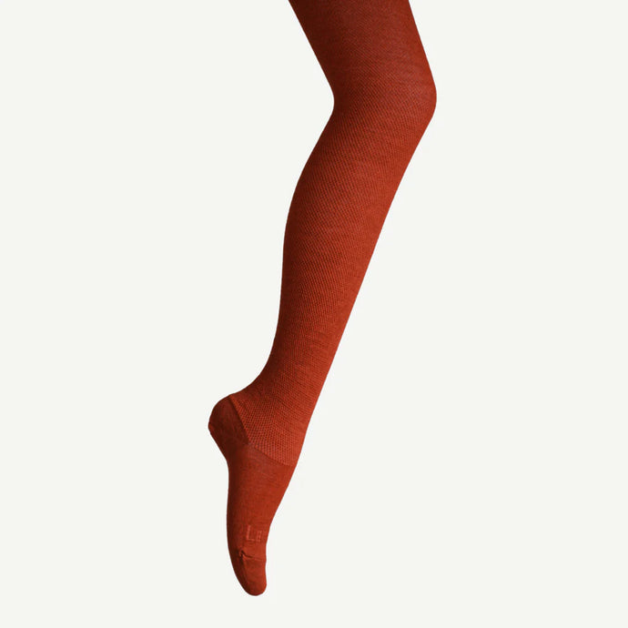 MERINO WOOL TEXTURED KNIT TIGHTS - SPICE