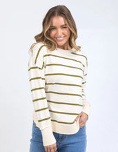 Load image into Gallery viewer, FARRAH STRIPE LONG SLEEVE - WHITE / OLIVE STRIPE