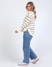 Load image into Gallery viewer, FARRAH STRIPE LONG SLEEVE - WHITE / OLIVE STRIPE