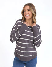 Load image into Gallery viewer, FARRAH STRIPE LONG SLEEVE - DARK GREY &amp; WHITE