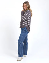 Load image into Gallery viewer, FARRAH STRIPE LONG SLEEVE - DARK GREY &amp; WHITE