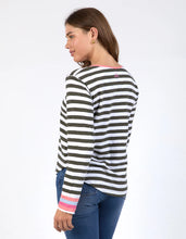 Load image into Gallery viewer, UNITY LONG SLEEVE TEE - KHAKI &amp; WHITE STRIPE