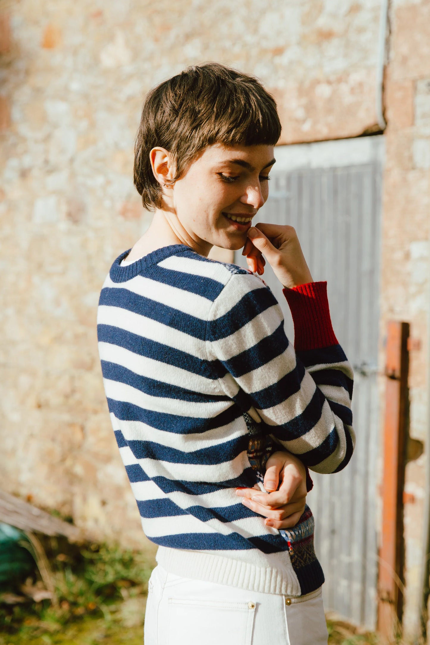 STOBO FAIRISLE VEE CARDIGAN - NAVY-REFLECTION