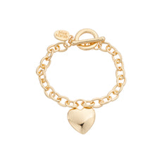 Load image into Gallery viewer, HEART CHARM METAL CHAIN LINK BRACELET