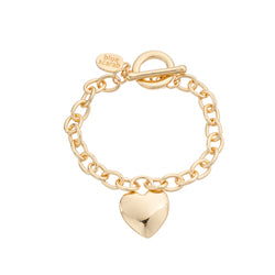 HEART CHARM METAL CHAIN LINK BRACELET