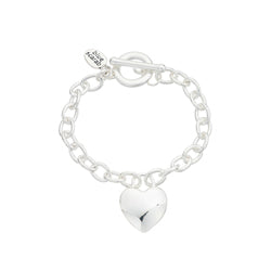 HEART CHARM METAL CHAIN LINK BRACELET