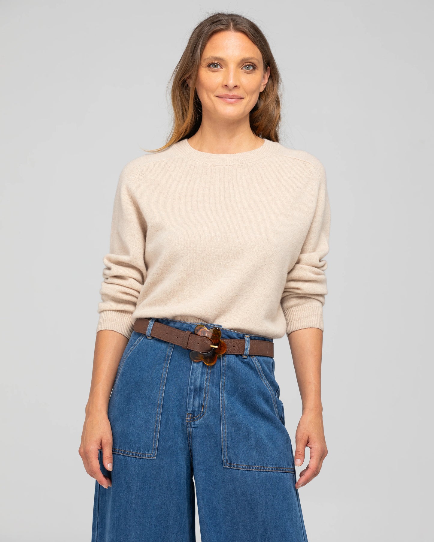 FLOWER BELT - CHOCOLATE PEBBLE