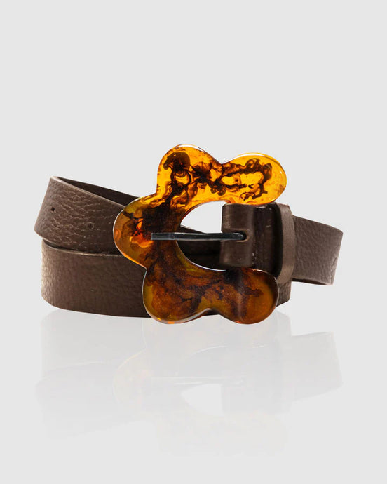 FLOWER BELT - CHOCOLATE PEBBLE