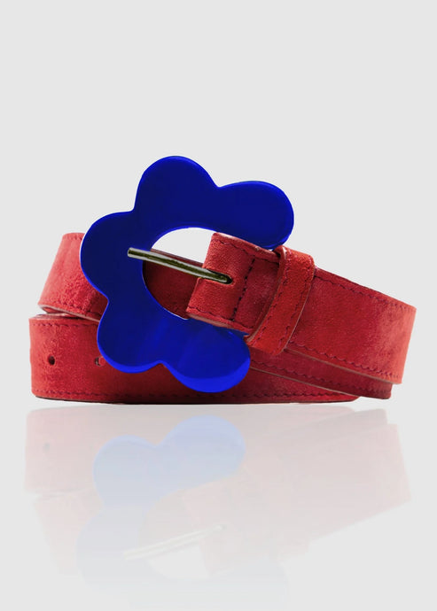 FLOWER BELT - SIENNA RED SUEDE