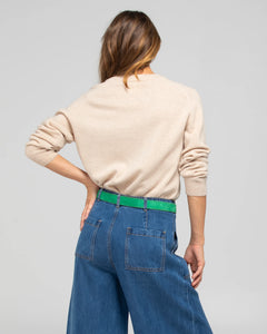 FLOWER BELT - PEACOCK SUEDE
