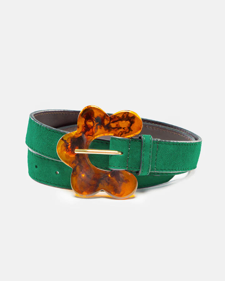 FLOWER BELT - PEACOCK SUEDE