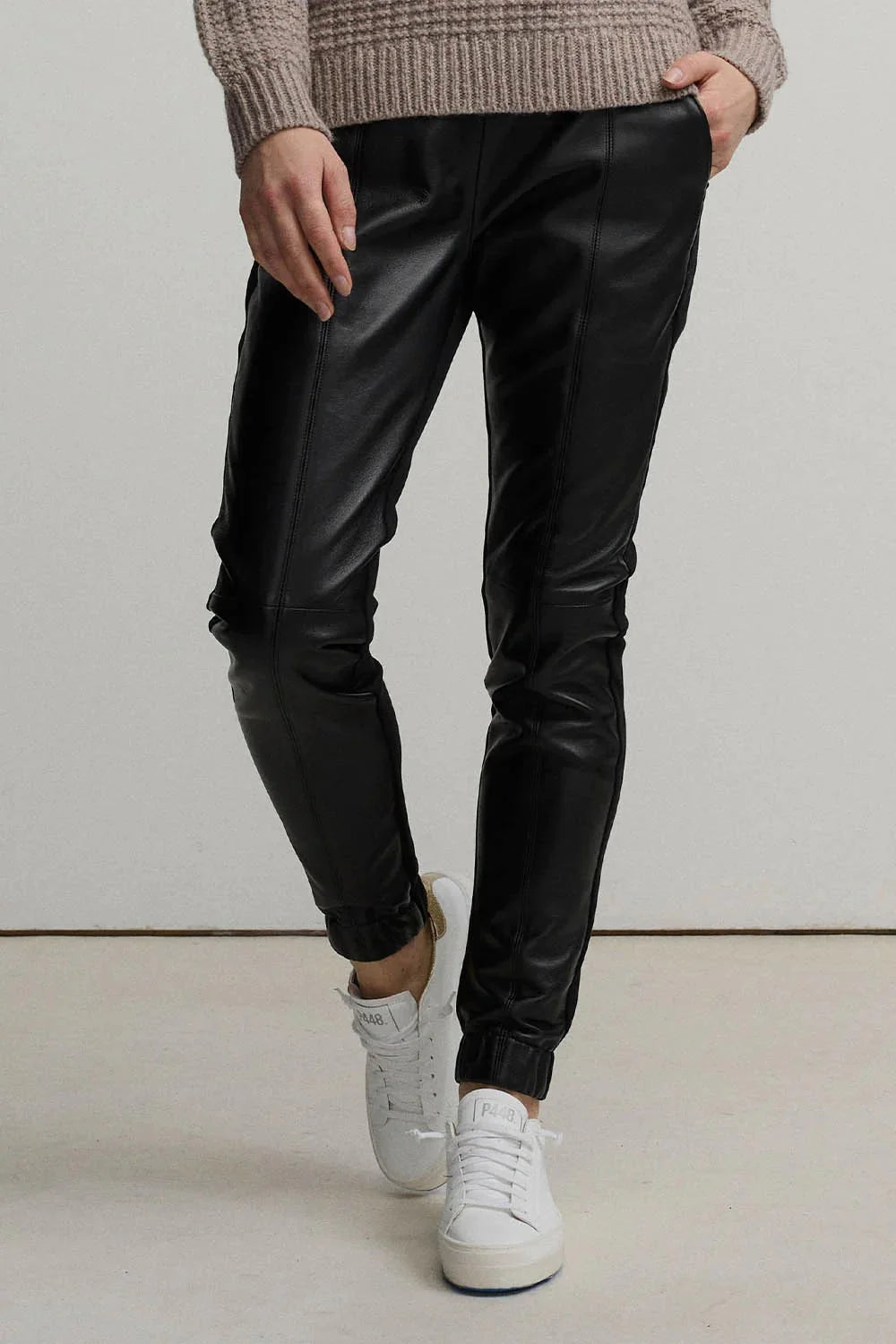 FERGIE LEATHER JOGGER PANTS