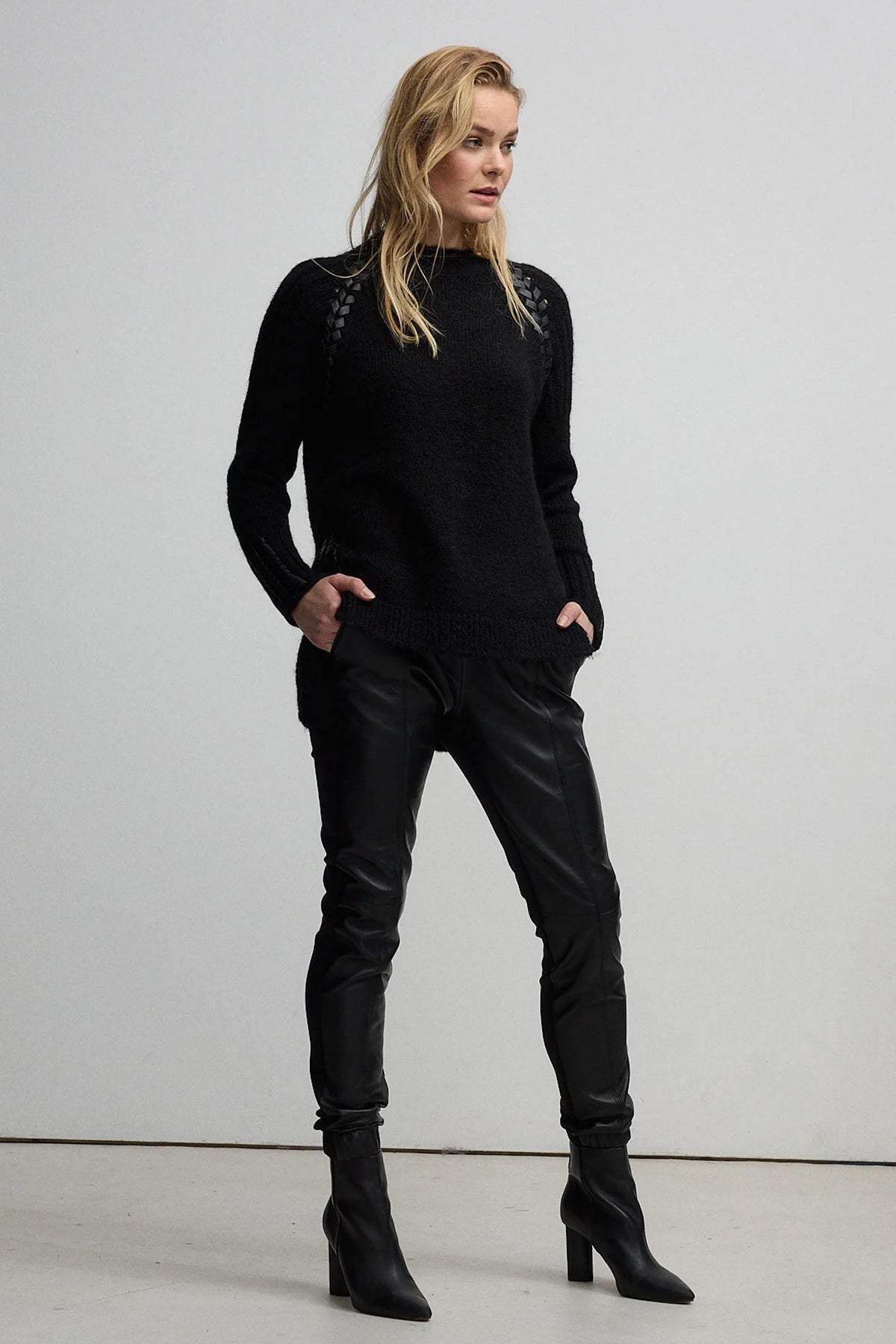 FERGIE LEATHER JOGGER PANTS