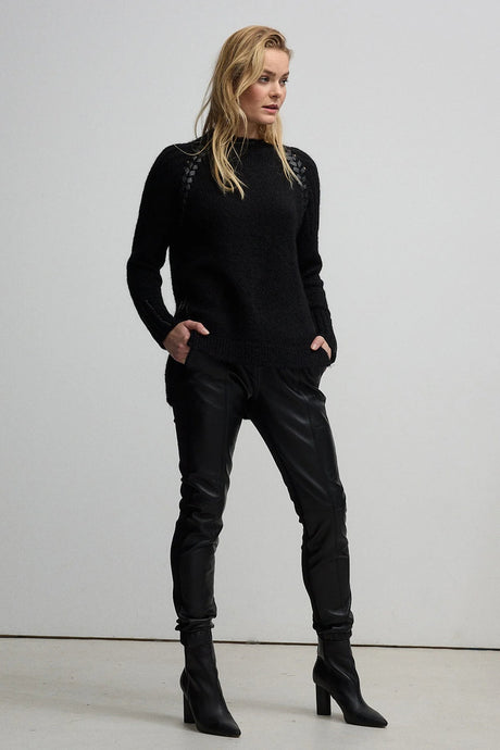 FERGIE LEATHER JOGGER PANTS