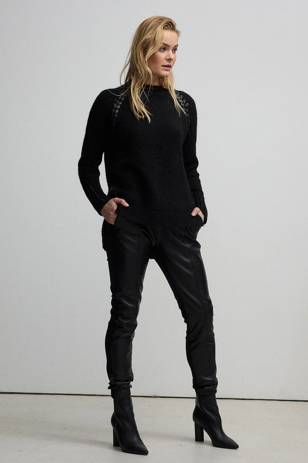 FERGIE LEATHER JOGGER PANTS
