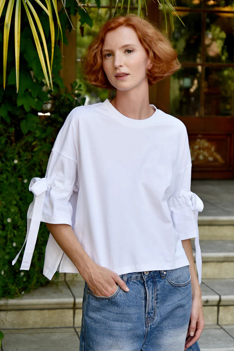TIED UP ALL DAY TOP - WHITE