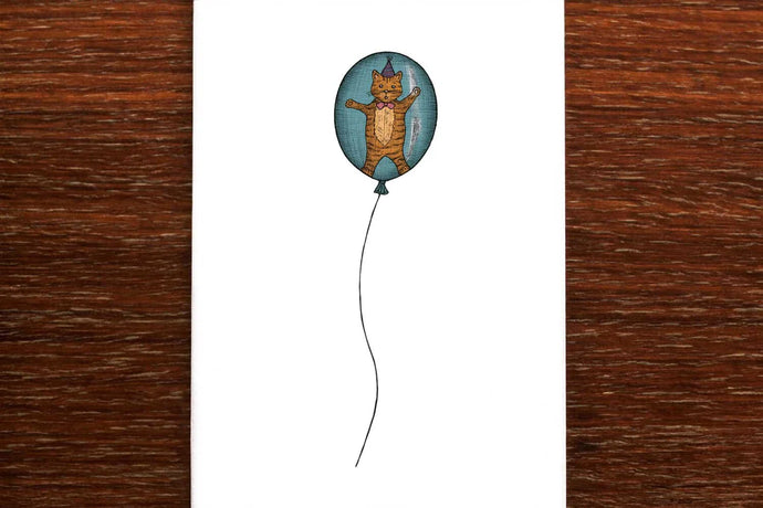 CAT IN A BALLOON CARD