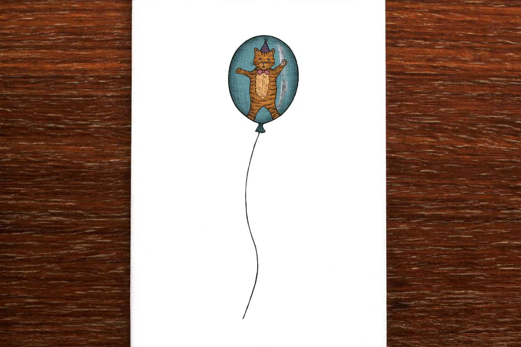 CAT IN A BALLOON CARD