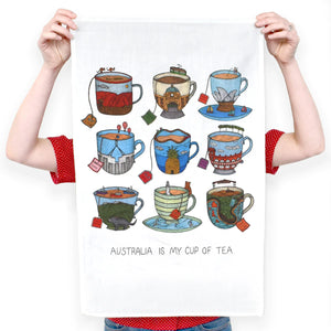ARTIST TEA TOWEL - AUSSIE TEACUP