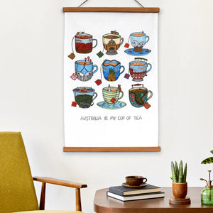 ARTIST TEA TOWEL - AUSSIE TEACUP