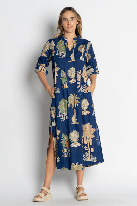 AMRITA MIDI DRESS - NAVY