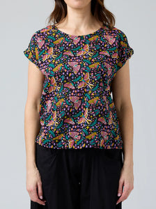 VICKY ROUND NECK TOP - BUTTERFLIES 🦋