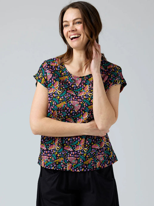 VICKY ROUND NECK TOP - BUTTERFLIES 🦋