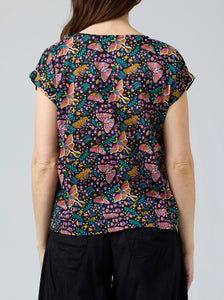 VICKY ROUND NECK TOP - BUTTERFLIES 🦋