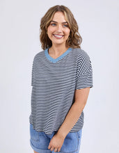 Load image into Gallery viewer, LIV VEE TEE - NAVY WHITE STRIPE
