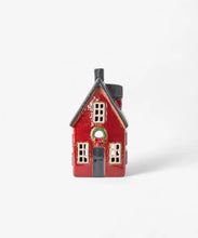 Load image into Gallery viewer, ALSACE TEA LIGHT COTTAGE RED WITH WREATH