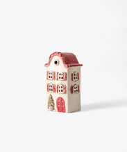 Load image into Gallery viewer, ALSACE TEA LIGHT VILLA CHRISTMAS STONE WITH RED SHUTTERS